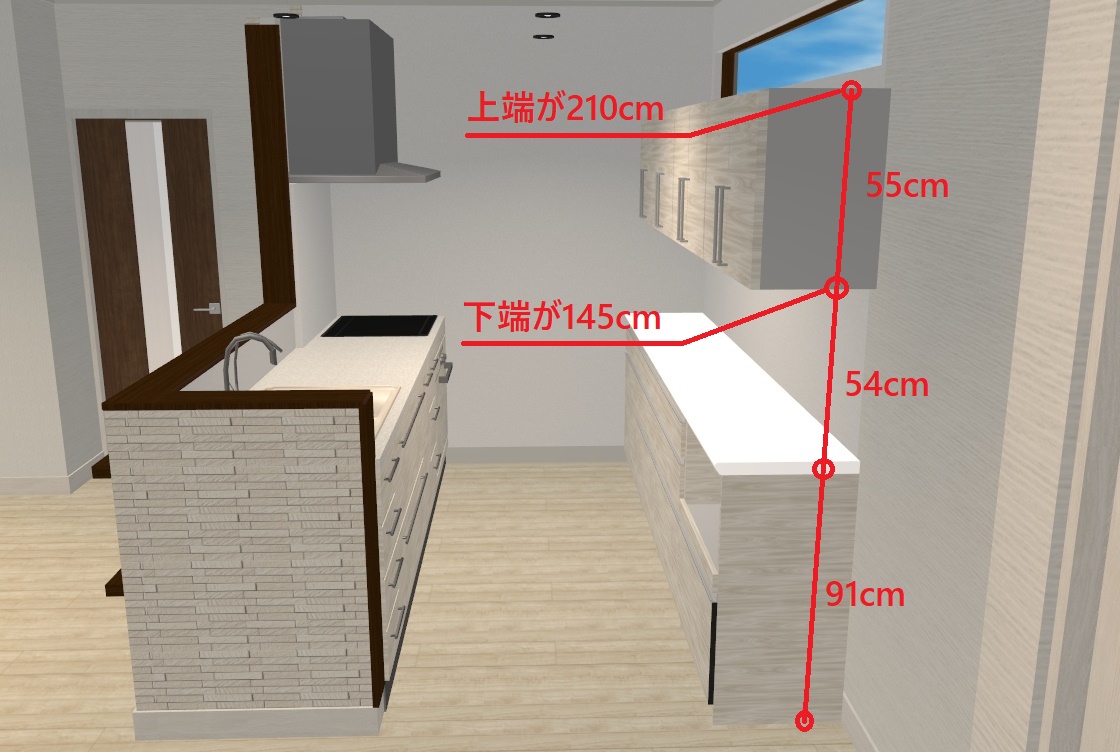 [B!] カップボードの吊り戸棚の高さは低いほうがいい？1年間使ってみた感想 - むいむいのマイホームづくり